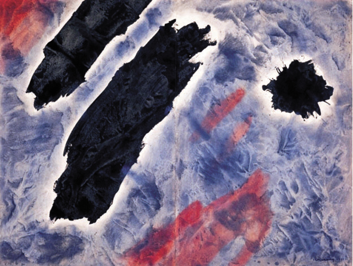 장발, 「작품」, 1975, 종이에 수채 물감, 100×132cm.