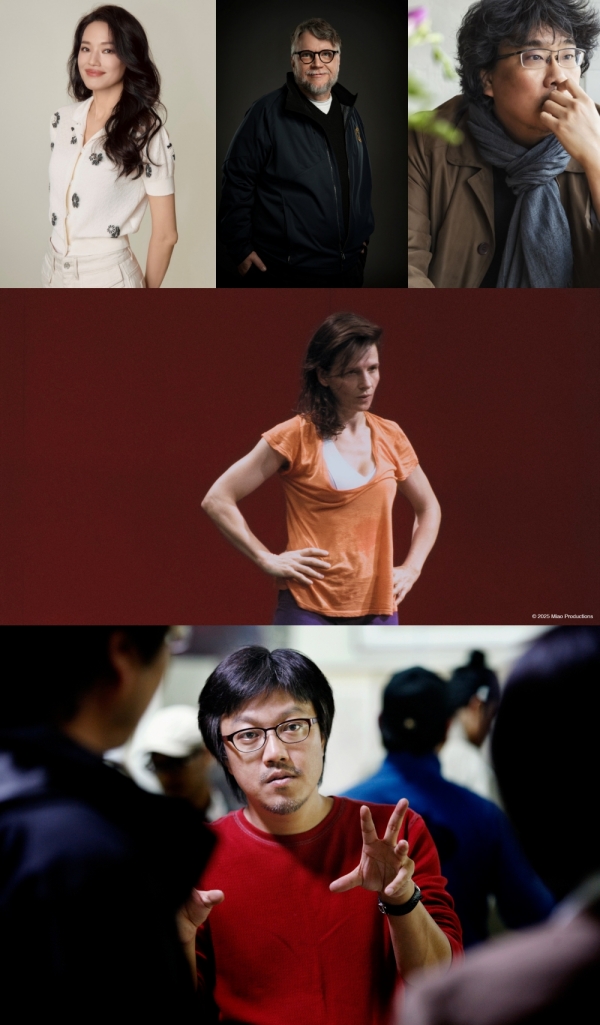 제30회 부산국제영화제를 찾는 배우, 감독들. (위에서부터, 왼쪽에서 오른쪽으로) 서기 배우 겸 감독, 기예르모 델 토로 감독, 봉준호 감독, 줄리엣 비노쉬 배우, 최동훈 감독. 사진 제공=부산국제영화제 홍보팀