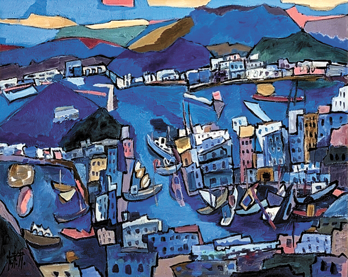 전혁림, 「통영풍경」, 캔버스에 유화 물감, 130×160cm, 1992, 통영시청.