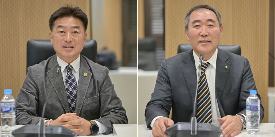 기호 1번 임용주 후보(제주총학생회장, 왼쪽)와 기호 2번 박찬웅 후보(강원총학생회장, 오른쪽).